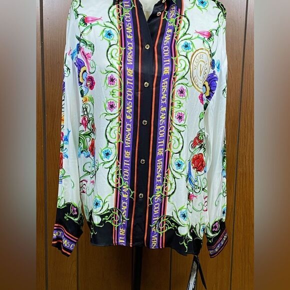 Versace Jeans Couture Logo-Printed Buttoned Shirt size 38/us size 2 - Picture 10 of 16